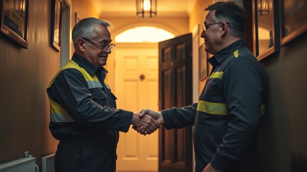 Engineer shaking hands with a Hounslow homeowner after locating their leak